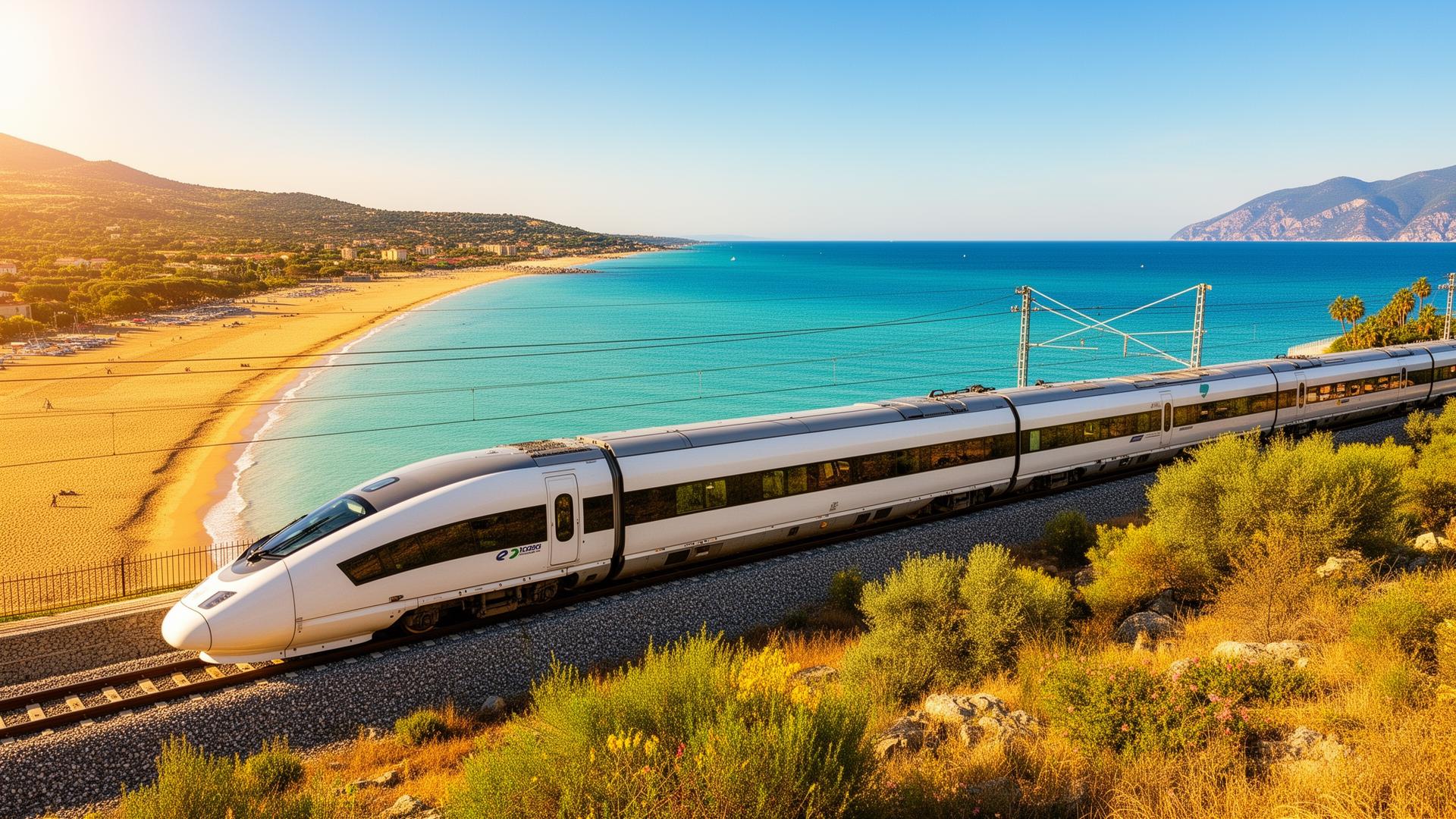 Treno moderno lungo la costa adriatica